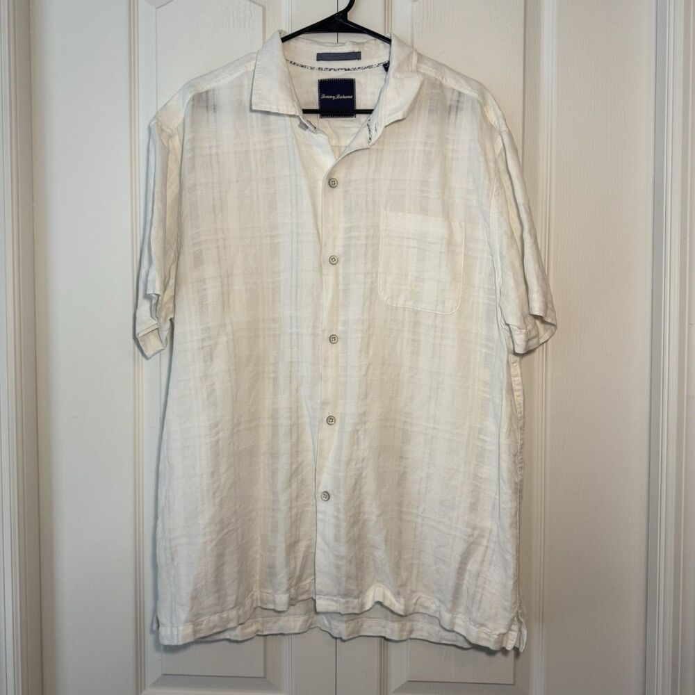 Tommy Bahama Men’s Button Up 54% LINEN 46% COTTON SHORT SLEEVE Size XL